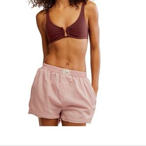 Free People Pink Drawstring Relaxed Shorts